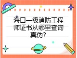 海口一级消防工程师证书从哪里查询真伪？