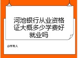 河池银行从业资格证大概多少学费好就业吗