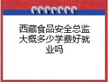 西藏食品安全总监大概多少学费好就业吗