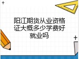 阳江期货从业资格证大概多少学费好就业吗