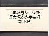 汕尾证券从业资格证大概多少学费好就业吗