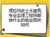 克拉玛依土木建筑专业监理工程师都做什么的就业现状如何