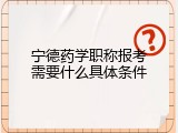 宁德药学职称报考需要什么具体条件