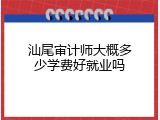 汕尾审计师大概多少学费好就业吗