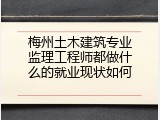 梅州土木建筑专业监理工程师都做什么的就业现状如何