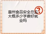 惠州食品安全总监大概多少学费好就业吗