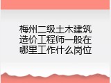 梅州二级土木建筑造价工程师一般在哪里工作什么岗位