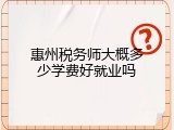 惠州税务师大概多少学费好就业吗