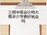 三明中级会计师大概多少学费好就业吗