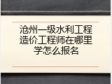沧州一级水利工程造价工程师在哪里学怎么报名