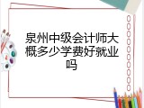 泉州中级会计师大概多少学费好就业吗