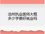 沧州执业医师大概多少学费好就业吗