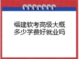 福建软考高级大概多少学费好就业吗