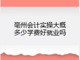 亳州会计实操大概多少学费好就业吗