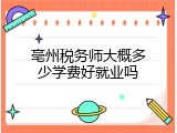 亳州税务师大概多少学费好就业吗