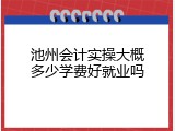 池州会计实操大概多少学费好就业吗