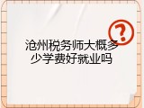 沧州税务师大概多少学费好就业吗
