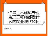 许昌土木建筑专业监理工程师都做什么的就业现状如何