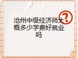 沧州中级经济师大概多少学费好就业吗