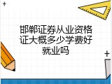 邯郸证券从业资格证大概多少学费好就业吗