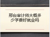 邢台审计师大概多少学费好就业吗