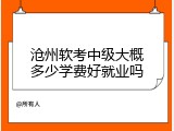 沧州软考中级大概多少学费好就业吗
