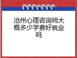 沧州心理咨询师大概多少学费好就业吗