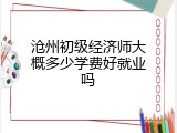 沧州初级经济师大概多少学费好就业吗