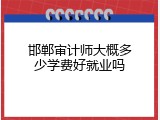 邯郸审计师大概多少学费好就业吗
