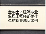 金华土木建筑专业监理工程师都做什么的就业现状如何