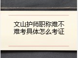 文山护师职称难不难考具体怎么考证