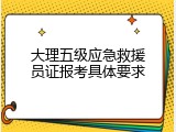 大理五级应急救援员证报考具体要求