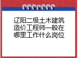 辽阳二级土木建筑造价工程师一般在哪里工作什么岗位