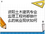 资阳土木建筑专业监理工程师都做什么的就业现状如何