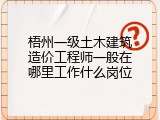 梧州一级土木建筑造价工程师一般在哪里工作什么岗位