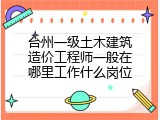 台州一级土木建筑造价工程师一般在哪里工作什么岗位
