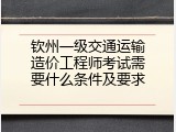 钦州一级交通运输造价工程师考试需要什么条件及要求