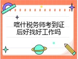 喀什税务师考到证后好找好工作吗