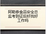 阿勒泰食品安全总监考到证后好找好工作吗