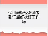 保山高级经济师考到证后好找好工作吗