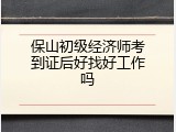 保山初级经济师考到证后好找好工作吗