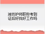 潍坊护师职称考到证后好找好工作吗