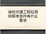 潍坊交通工程检测师报考条件有什么要求