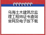 乌海土木建筑总监理工程师证书查询官网及电子版下载