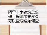阿里土木建筑总监理工程师考完多久可以查成绩如何查