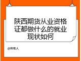 陕西期货从业资格证都做什么的就业现状如何