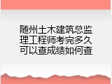 随州土木建筑总监理工程师考完多久可以查成绩如何查