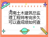 河南土木建筑总监理工程师考完多久可以查成绩如何查