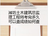 潍坊土木建筑总监理工程师考完多久可以查成绩如何查