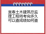 宜春土木建筑总监理工程师考完多久可以查成绩如何查